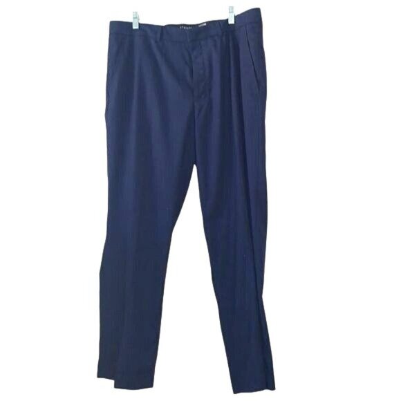 Stafford Mens Easy-Care Stretch Classic Fit Navy Dress Pants 38x30 Polyester Ble - Picture 1 of 10